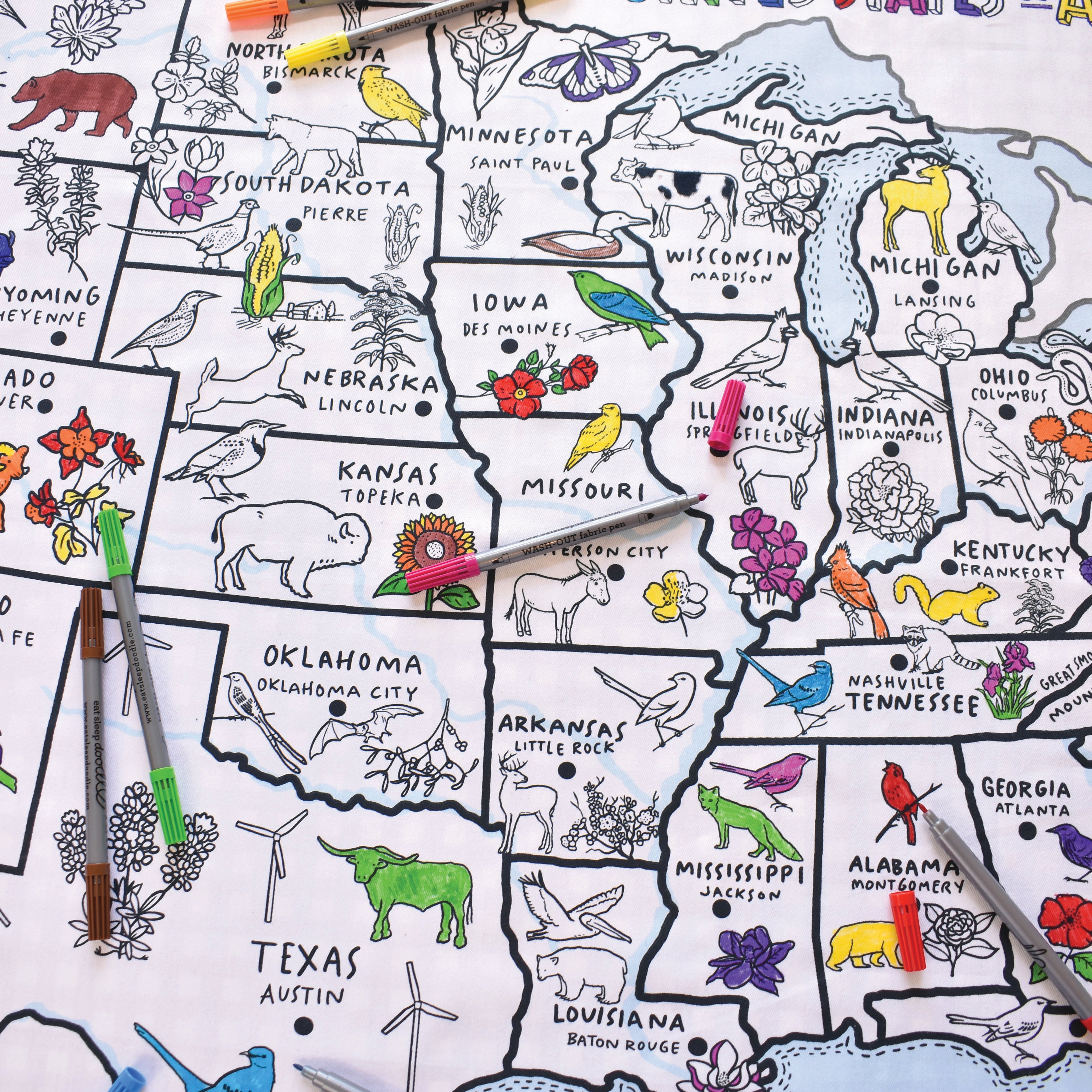 United States map color in tablecloth
