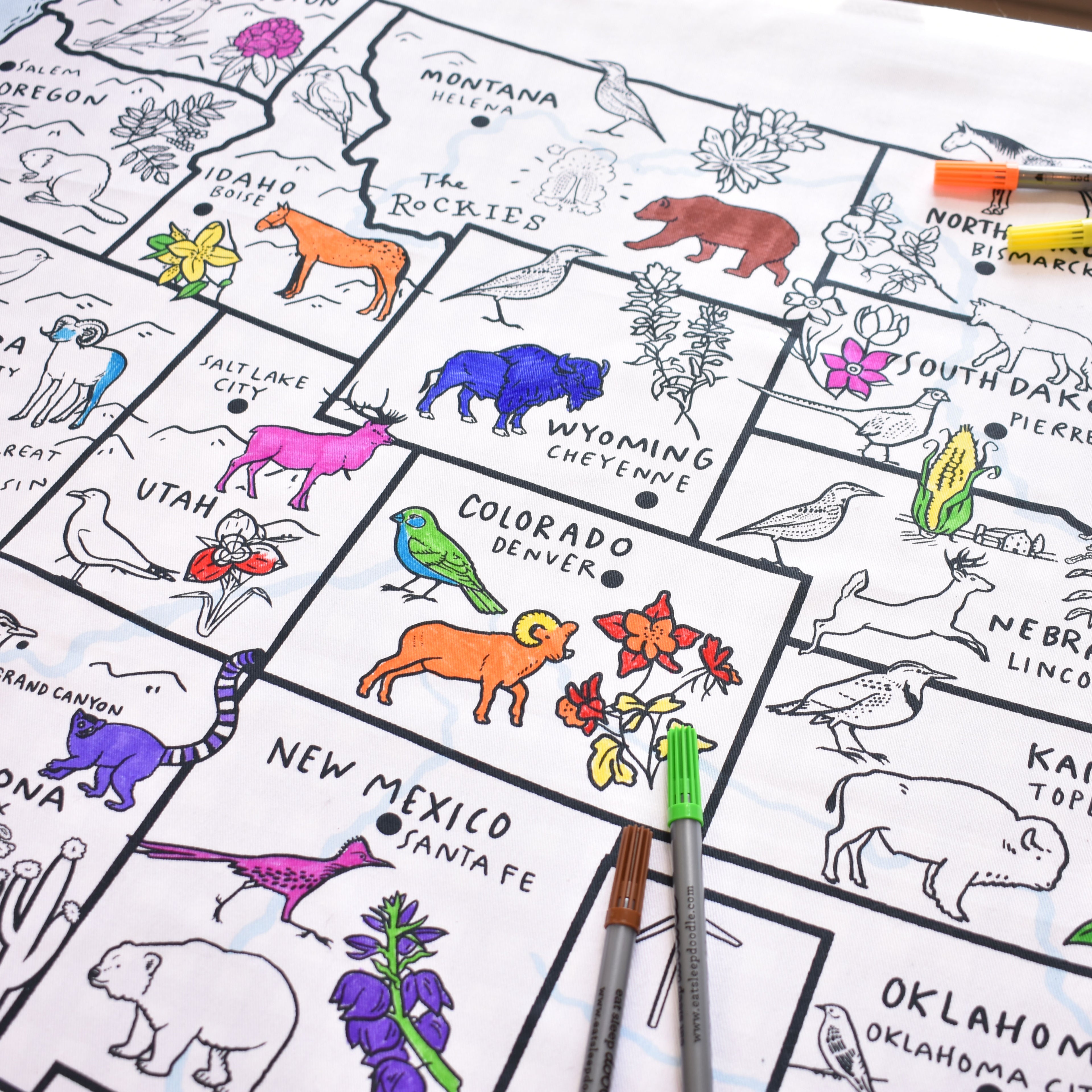 Nappe à colorier carte des États-Unis