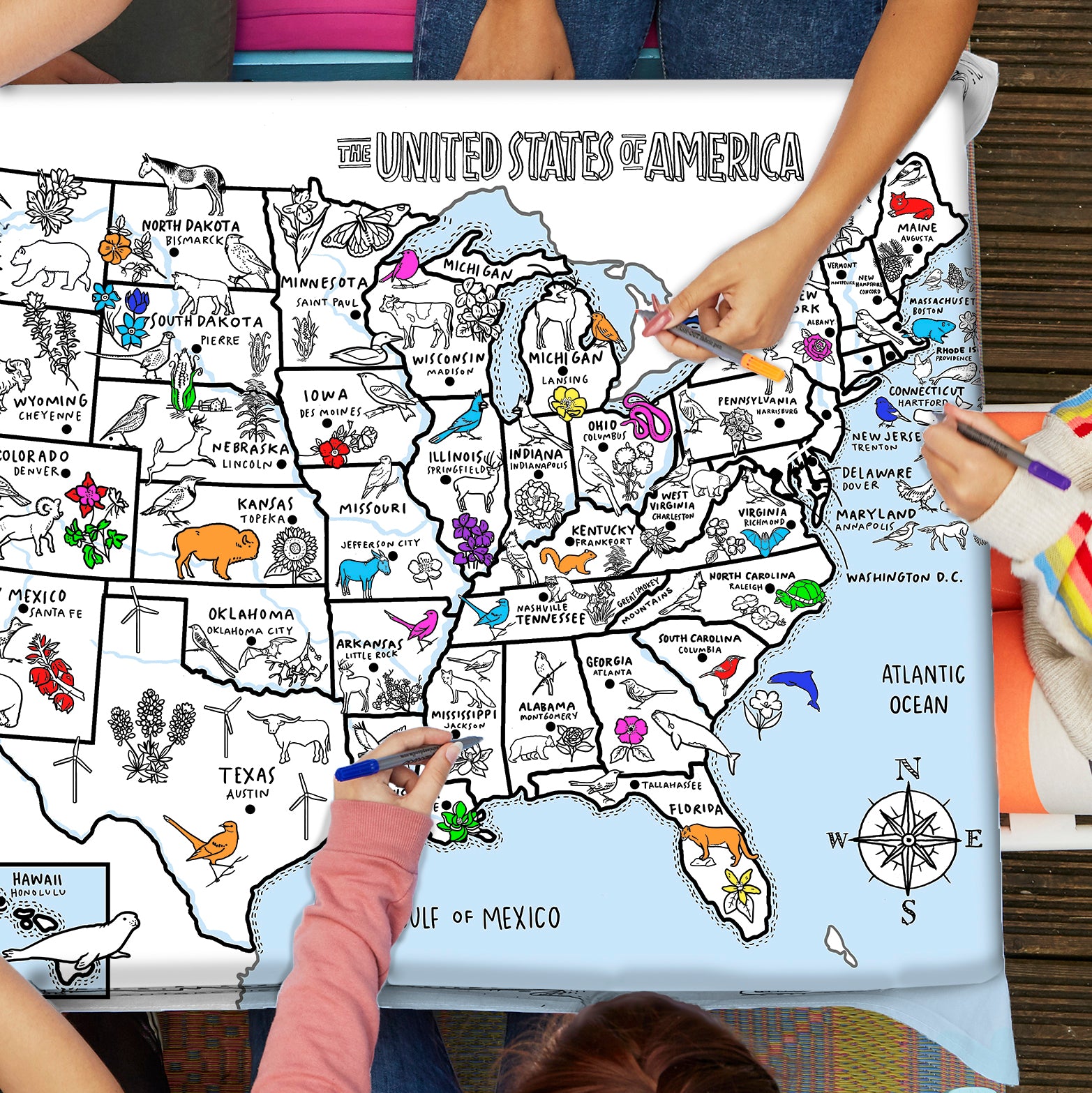 Nappe à colorier carte des États-Unis