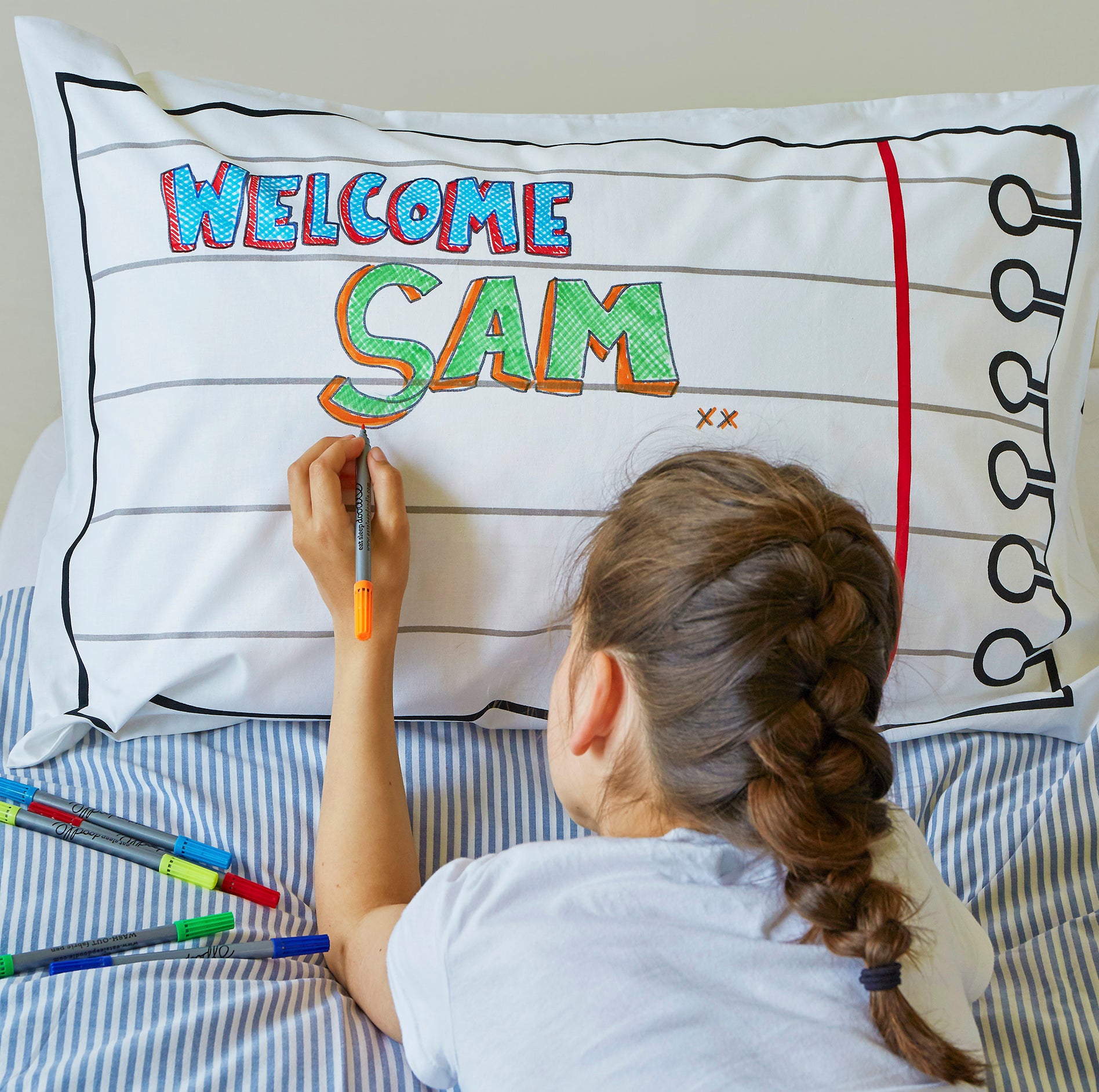 doodle notebook pillowcase