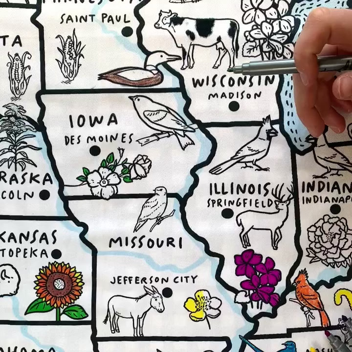 Nappe à colorier carte des États-Unis
